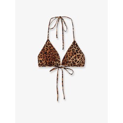 Leah nylon bikini top with animal print