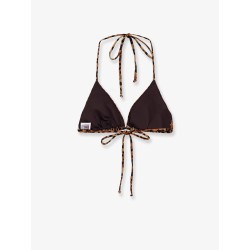 Leah nylon bikini top with animal print