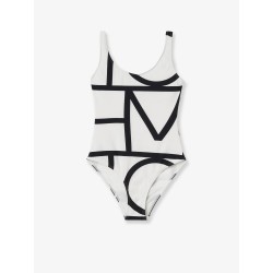 One-piece swimsuit with Monogram print