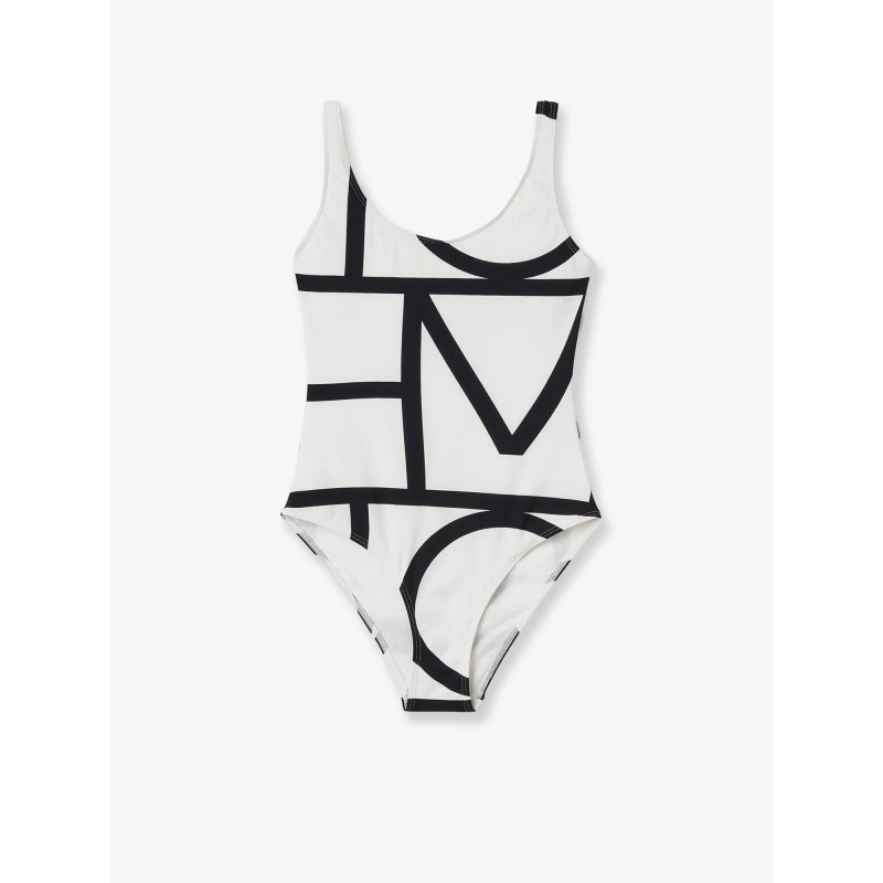 One-piece swimsuit with Monogram print