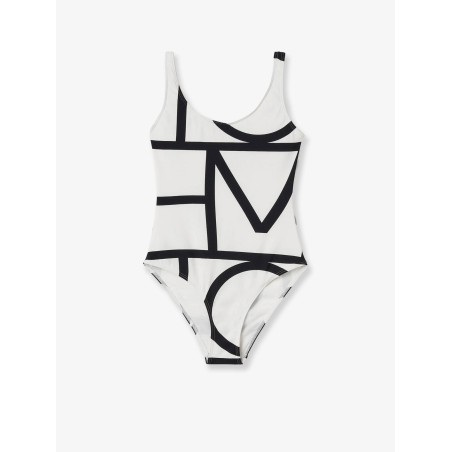 One-piece swimsuit with Monogram print