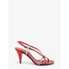 Metallic leather sandals with Medusa logo on the front