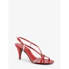 Metallic leather sandals with Medusa logo on the front