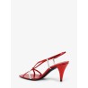 Metallic leather sandals with Medusa logo on the front