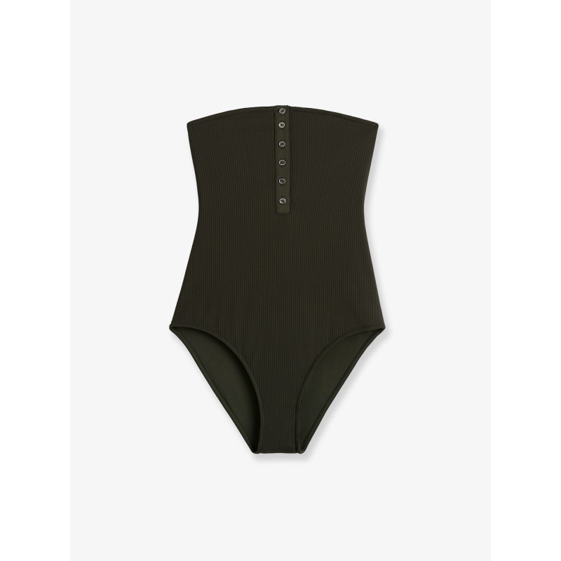 One-piece swimsuit with ribbed pattern