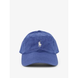 Linen hat with embroidered logo on the front