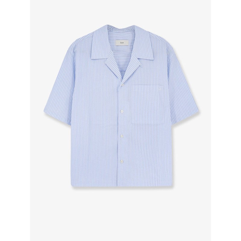 Cotton blend shirt with striped pattern