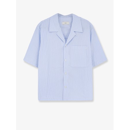 Cotton blend shirt with striped pattern