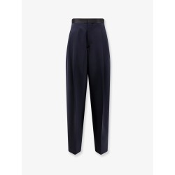 Wool trousers with satin waistband