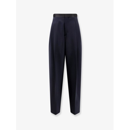 Wool trousers with satin waistband