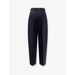 Wool trousers with satin waistband
