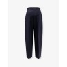 Wool trousers with satin waistband