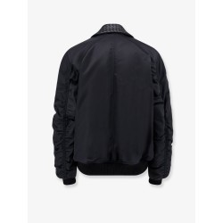 Nylon jacket with Intrecciato leather collar