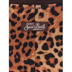 Nylon bikini bottoms with animal print
