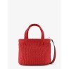 Raffia crossbody bag with embroidered logo on the front