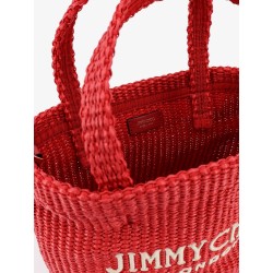 Raffia crossbody bag with embroidered logo on the front