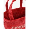 Raffia crossbody bag with embroidered logo on the front