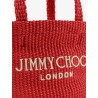 Raffia crossbody bag with embroidered logo on the front