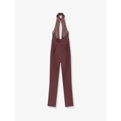 Satin suit with sewuins on the top