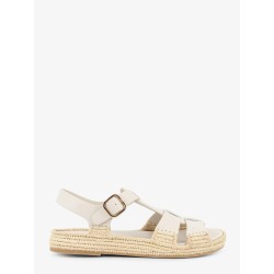 Yuka leather sandals with woven raffia sole
