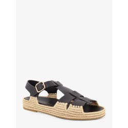Yuka leather sandals with woven raffia sole