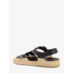 Yuka leather sandals with woven raffia sole