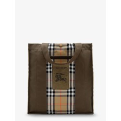 Tote Trench Check canvas shoulder bag with suede logo label on the front