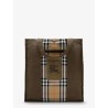 Tote Trench Check canvas shoulder bag with suede logo label on the front