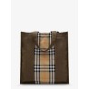 Tote Trench Check canvas shoulder bag with suede logo label on the front