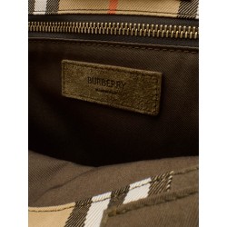 Tote Trench Check canvas shoulder bag with suede logo label on the front