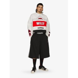 Recycled nylon Bermuda shorts with printed logo on the front