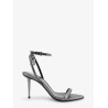 Laminated heeled sandals with laminated effect