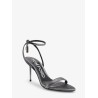 Laminated heeled sandals with laminated effect