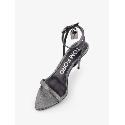 Laminated heeled sandals with laminated effect