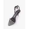Laminated heeled sandals with laminated effect