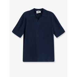 Linen and cotton blend polo shirt