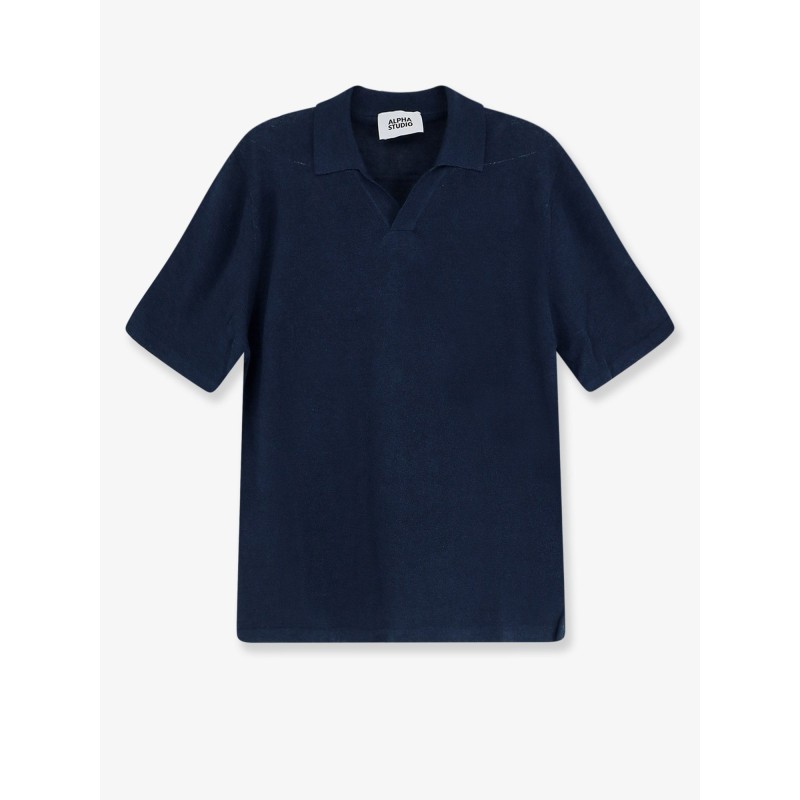 Linen and cotton blend polo shirt