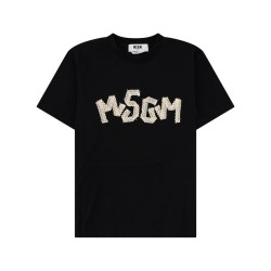 T-SHIRT CON LOGO RICAMATO IN PIZZO