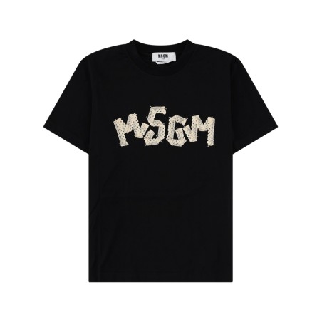 T-SHIRT CON LOGO RICAMATO IN PIZZO