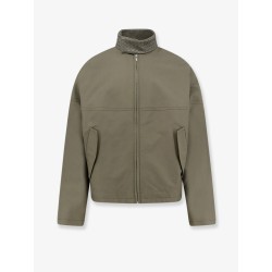 Cotton jacket with Intrecciato leather detail