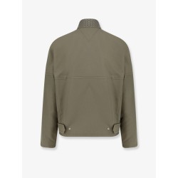 Cotton jacket with Intrecciato leather detail