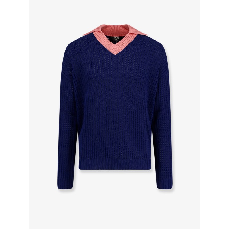 Cotton sweater with contrasting collar