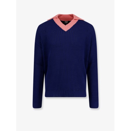 Cotton sweater with contrasting collar