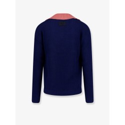 Cotton sweater with contrasting collar