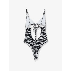 One-piece swimsuit with zebra print