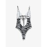 One-piece swimsuit with zebra print