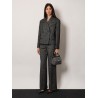 Striped wool blend trousers