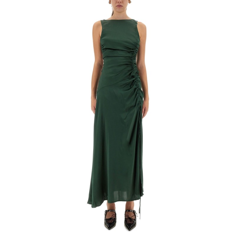GATHERED SATIN DRESS