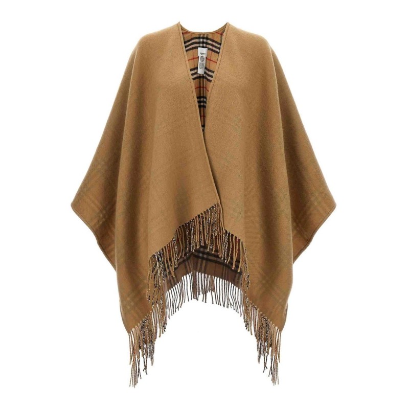 REVERSIBLE CHECK WOOL CAPE