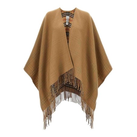 REVERSIBLE CHECK WOOL CAPE